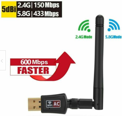 AC600 Mbps Dual Band 2.4/5Ghz Wireless USB WiFi Network Adapter w/Antenna-image