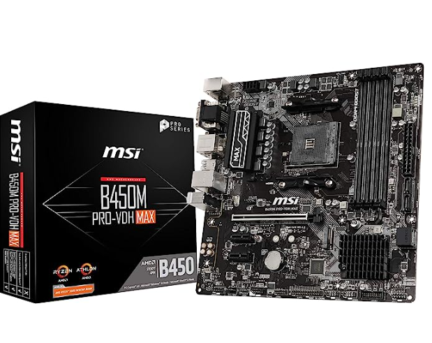 MSI ProSeries AMD Ryzen 2ND and 3rd Gen AM4 M.2   Micro-ATX Motherboard (B450M PRO-VDH Max)-image